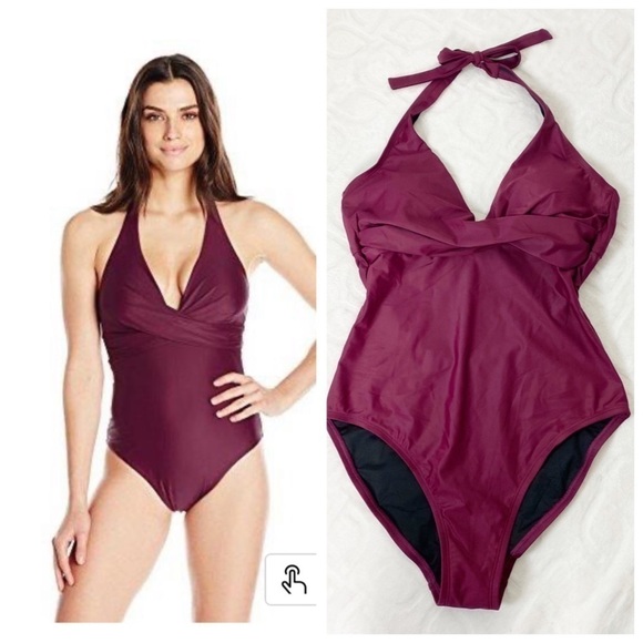 NEW NWT COASTAL BLUE Wrap Halter One Piece Swimsuit MEDIUM - Picture 1 of 9